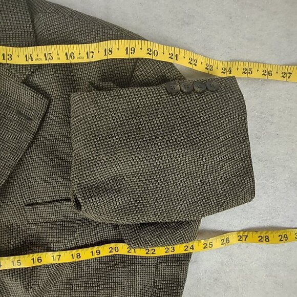 Haggar Collection Wool Blend Olive Green Sport Coat Blazer Jacket Size 46R - Picture 8 of 12